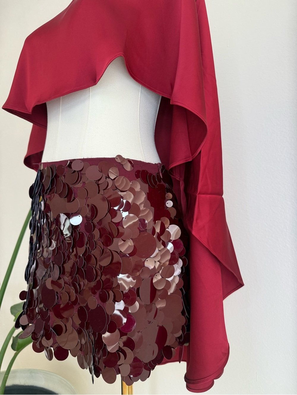 Red Sequin Mini Skirt - Women